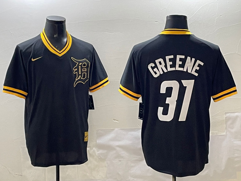 Men's Detroit Tigers Riley Greene #31 Black Replica Player Jersey1 baseball jersey product view 1