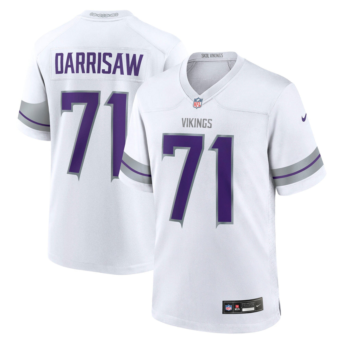 Christian Darrisaw Minnesota Vikings Nike Alternate Game Jersey - White football jersey product view 1