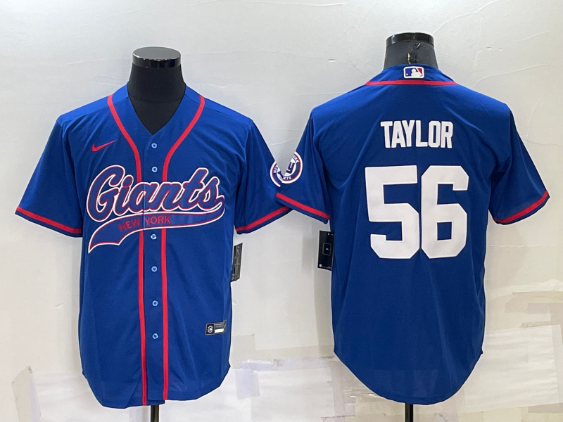 Men's New York Giants Lawrence Taylor #56 Blue Game Jersey1 Joint Edition football jersey product view 1