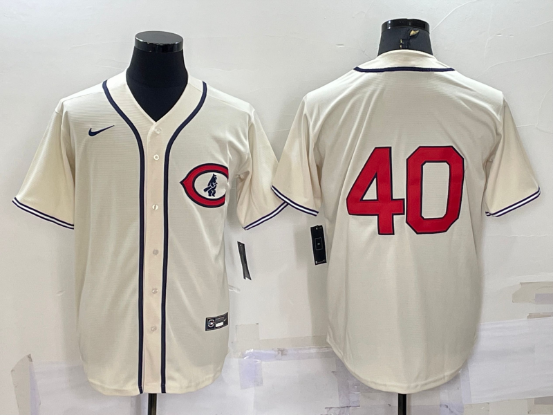 Men's Chicago Cubs Rich Harden #40 Cream Player Name Jersey1 baseball jersey product view 1