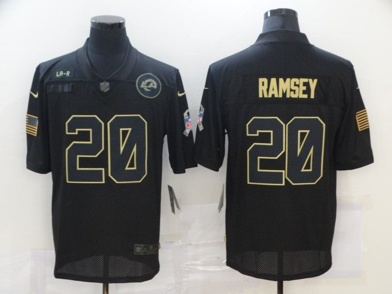 Men's Los Angeles Rams Jalen Ramsey #20 Black Game Player Jersey1 football jersey product view 1