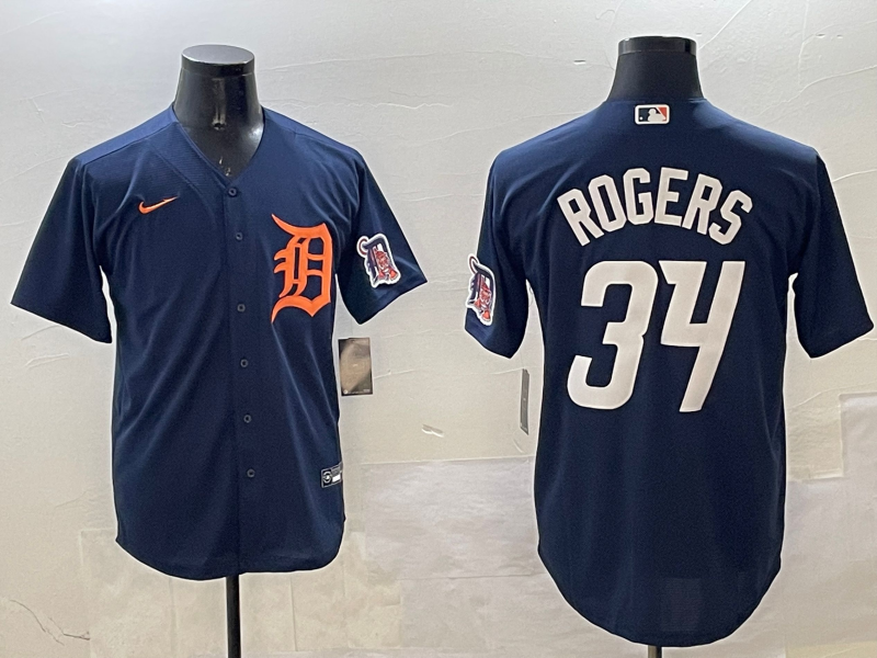 Men's Detroit Tigers Jake Rogers #34 Navy Replica Player Jersey1 baseball jersey product view 1