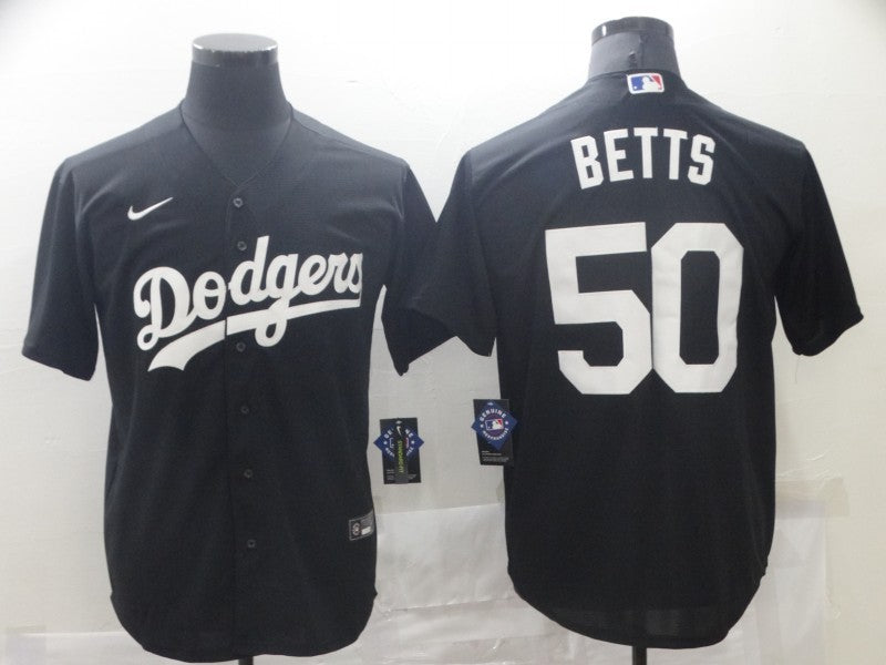 Men's Los Angeles Dodgers Mookie Betts #50 Black Replica Baseball Jersey1 baseball jersey product view 1