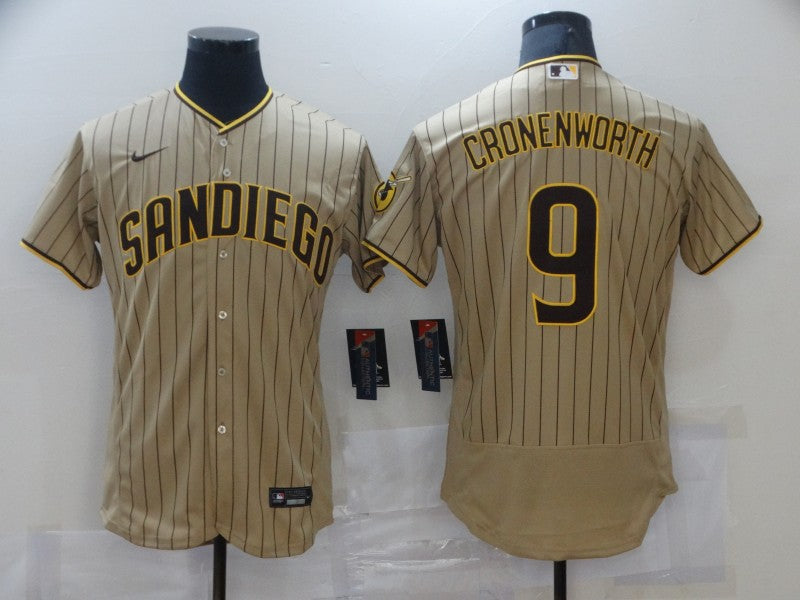 Men's San Diego Padres Jake Cronenworth #9 Khaki Stitched Jersey baseball jersey product view 1
