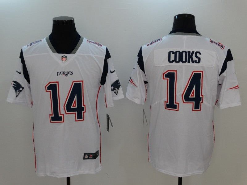 Men's New England Patriots Brandin Cooks #14 White Game Player Jersey1 football jersey product view 1