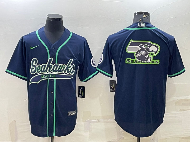 Men's Seattle Seahawks Navy Game Jersey football jersey product view 1