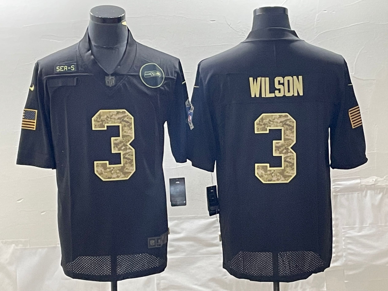 Men's Seattle Seahawks Russell Wilson #3 Black Player Jersey football jersey product view 1