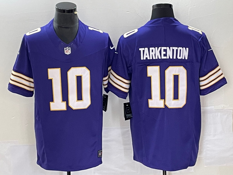 Men's Minnesota Vikings Fran Tarkenton #10 Purple Classic Player Jersey1 football jersey product view 1