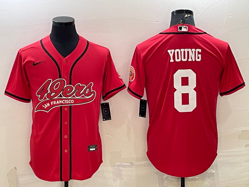 Men's San Francisco 49ers Steve Young #8 Red Game Jersey1 Joint Edition football jersey product view 1