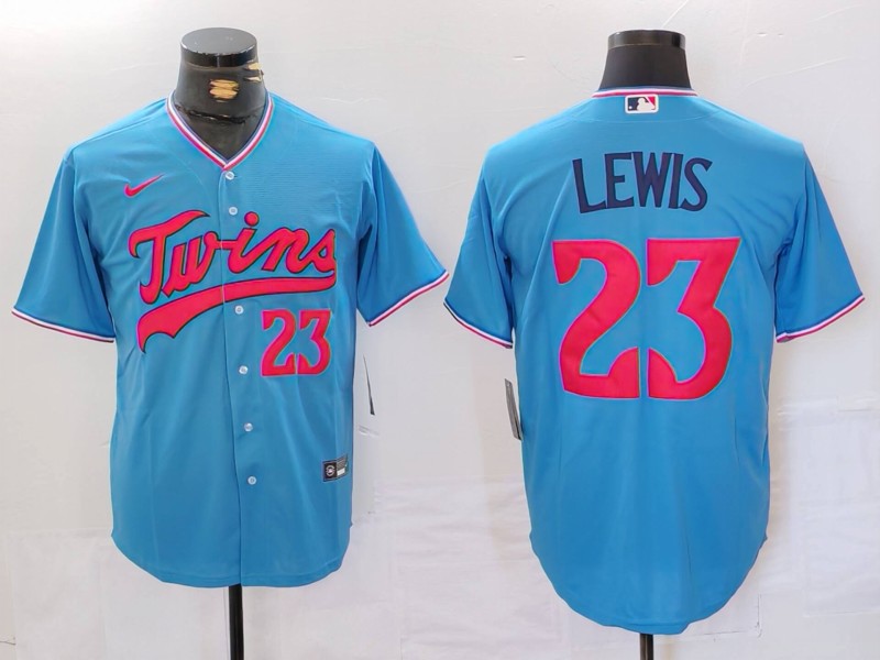 Men's Minnesota Twins Royce Lewis #23 Blue Replica Player Jersey1 baseball jersey product view 1