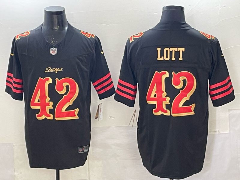 Men's San Francisco 49ers Ronnie Lott #42 Black 2025 Rivalries Collection Limited Jersey football jersey product view 1