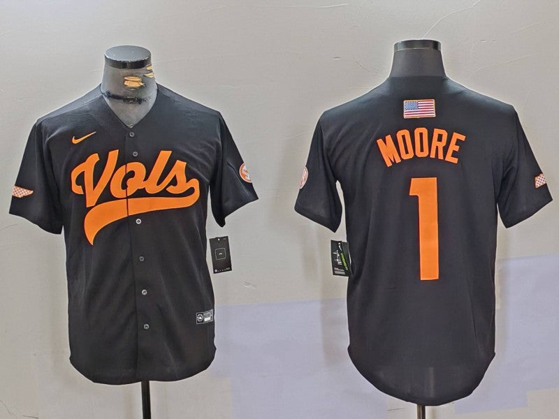 Men's Tennessee Volunteers Christian Moore #1 Gray Game Jersey sports jersey product view 1
