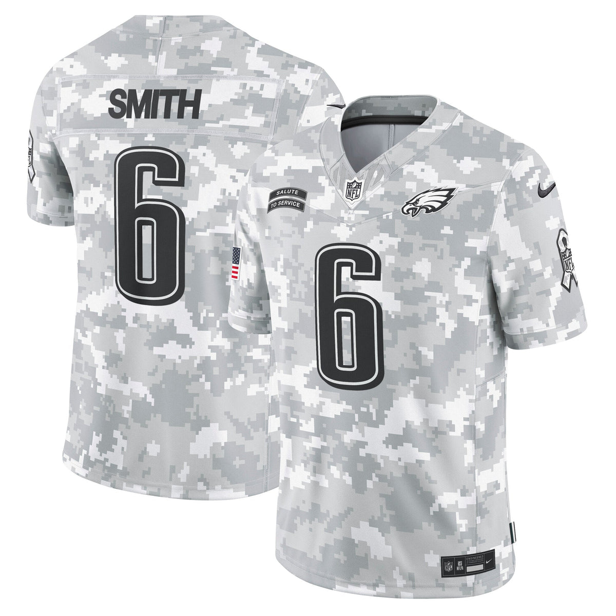 DeVonta Smith Philadelphia Eagles Nike 2024 Salute to Service Limited Jersey - Arctic Camo football jersey product view 1