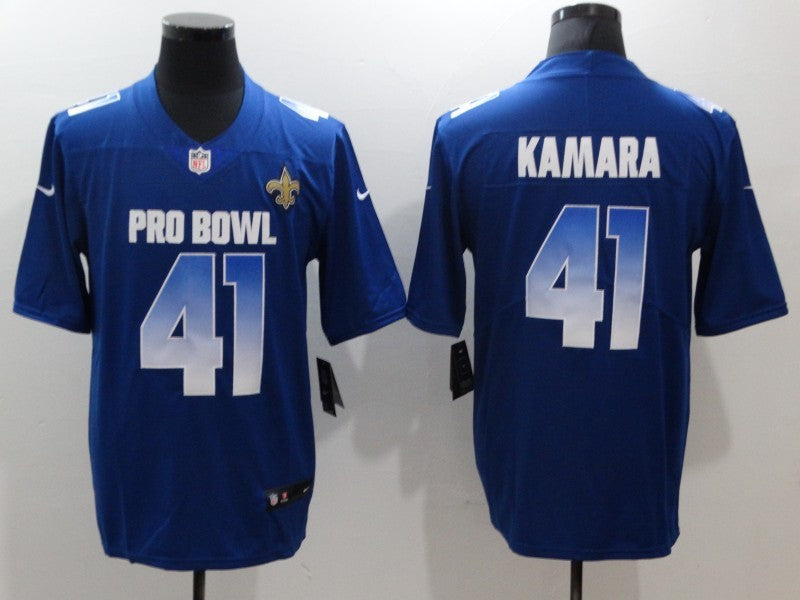 Men's New Orleans Saints Alvin Kamara #41 Blue Game Jersey1 football jersey product view 1