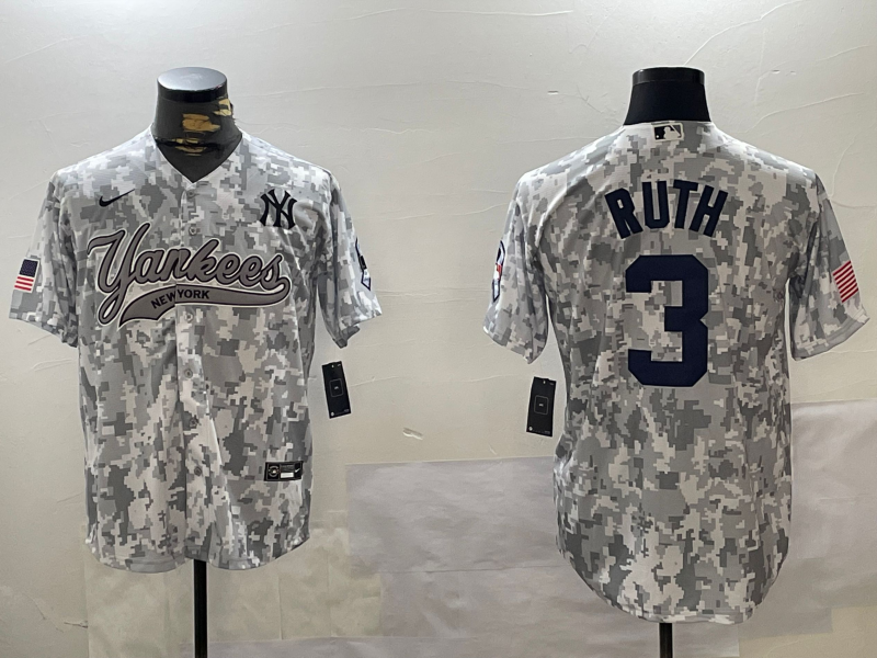 Men's New York Yankees Babe Ruth #3 Arctic Camo 2024 Salute to Service Limited Jersey1 baseball jersey product view 1