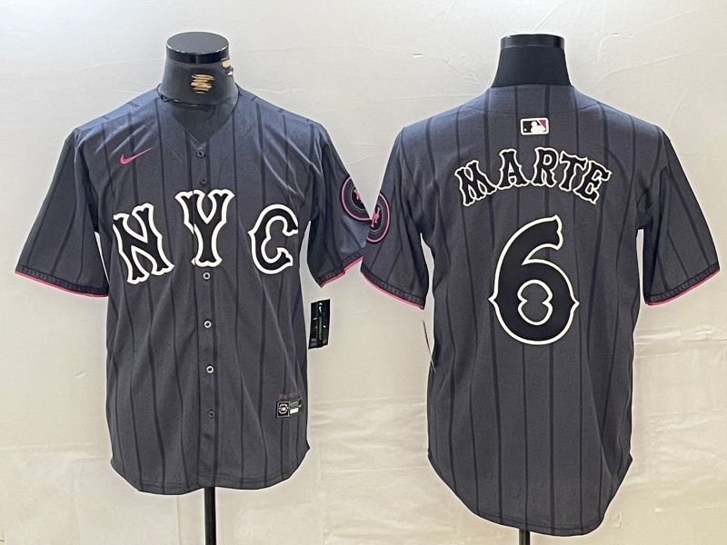 Men's New York Mets Starling Marte #6 Graphite 2024 City Connect Limited Player Jersey1 baseball jersey product view 1