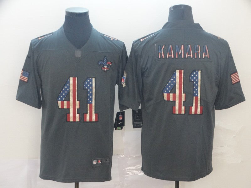 Men's New Orleans Saints Alvin Kamara #41 Black Authentic Game Jersey1 football jersey product view 1