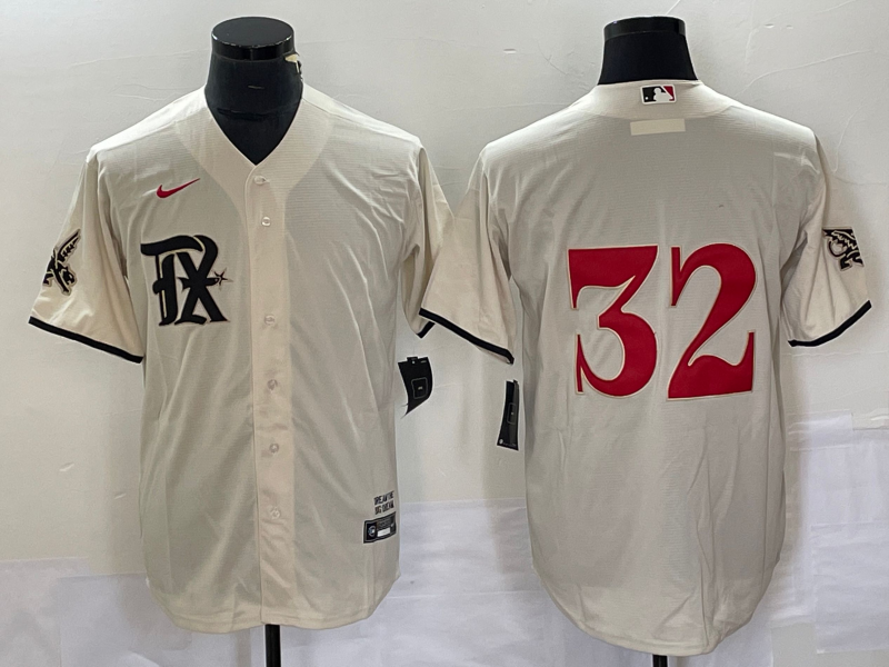 Men's Texas Rangers Josh Hamilton #32 Cream 2023 City Connect Replica Player Jersey1 baseball jersey product view 1