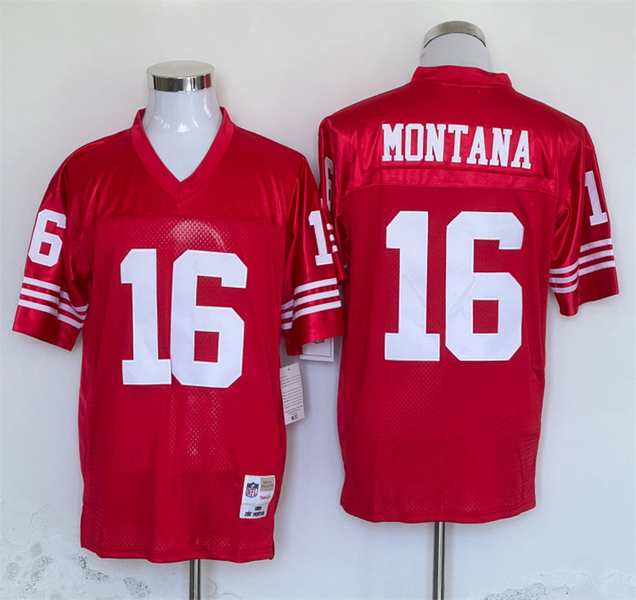 Men's San Francisco 49ers Joe Montana Scarlet Legacy Replica Player Jersey1 football jersey product view 1