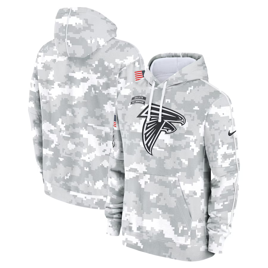 Men's Atlanta Falcons Arctic Camo 2024 Salute to Service Club Fleece Pullover Hoodie1 football jersey product view 1
