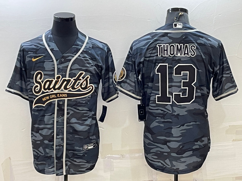 Men's New Orleans Saints Michael Thomas #13 Grey Camouflage Game Jersey1 Joint Edition football jersey product view 1