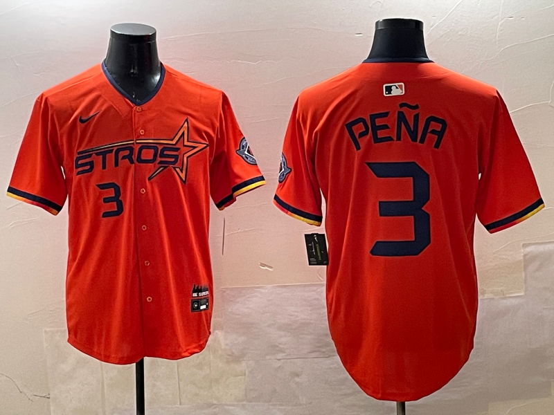 Men's Houston Astros Jeremy Pena #3 Orange 2025 City Connect Limited Player Jersey1 baseball jersey product view 1