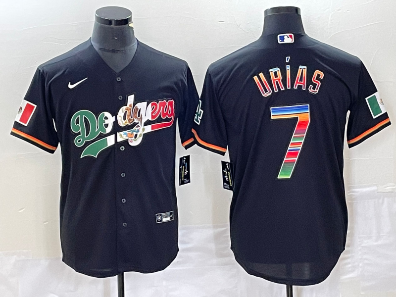 Men's Los Angeles Dodgers Julio Urias #7 Black Alternate Replica Player Jersey1 baseball jersey product view 1