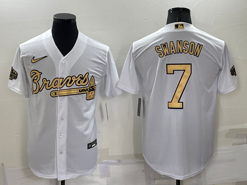 Men's Atlanta Braves Dansby Swanson #7 White Stitched Jersey1 baseball jersey product view 1