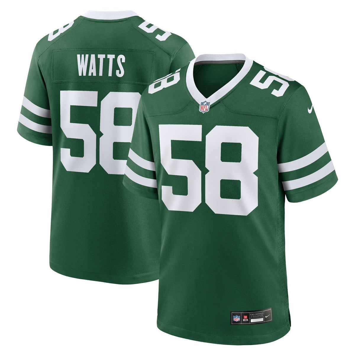 Eric Watts New York Jets Nike Team Game Jersey - Legacy Green football jersey product view 1