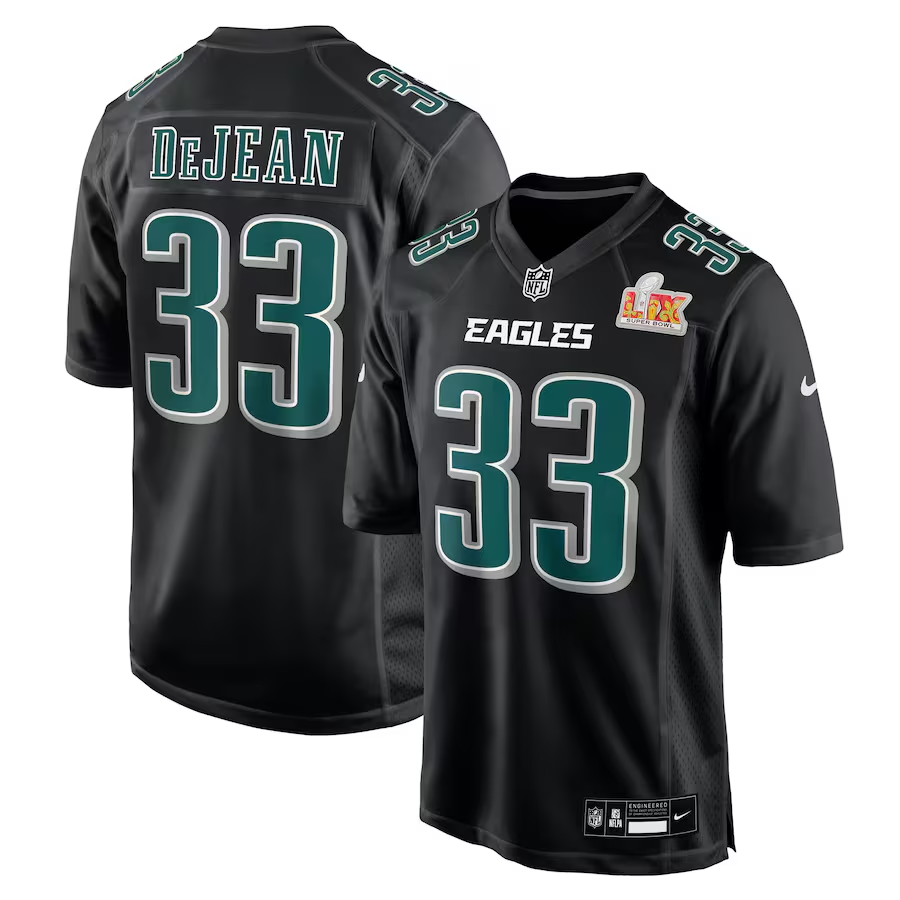 Men's Philadelphia Eagles Cooper DeJean #33 Carbon Black Super Bowl LIX Fashion Game Player Jersey1 football jersey product view 1