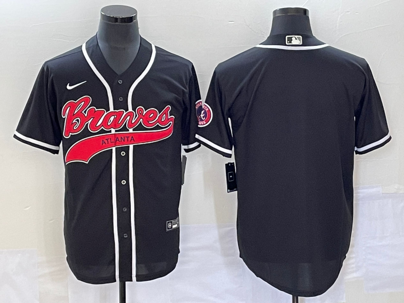 Men's Atlanta Braves Black Replica Blank Jersey1 Joint Edition baseball jersey product view 1