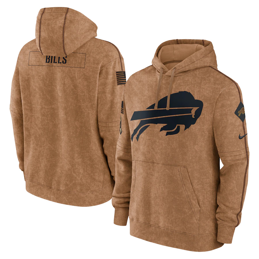 Men's Buffalo Bills Brown 2023 Salute To Service Club Pullover Hoodie1 football jersey product view 1