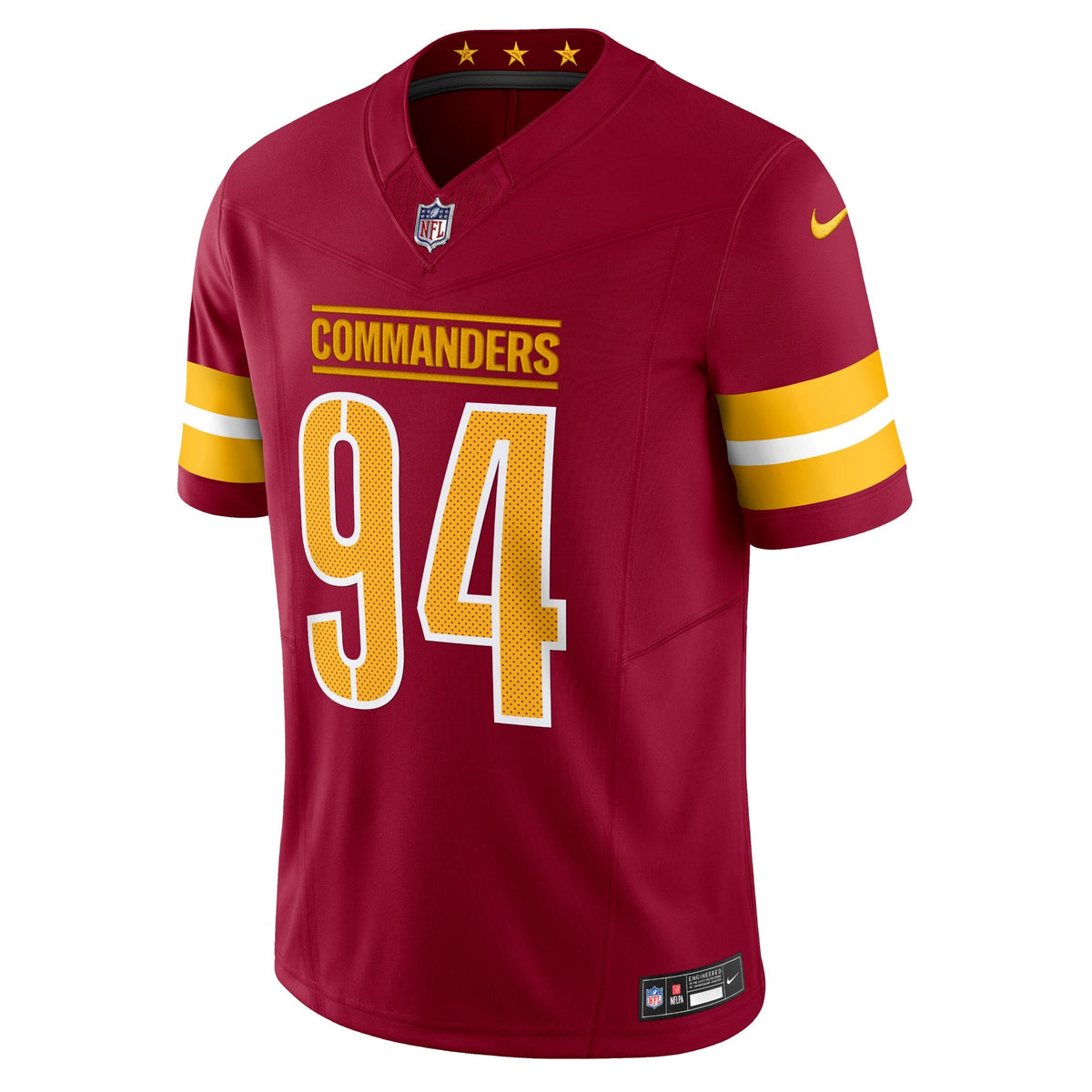 Daron Payne Washington Commanders Nike Vapor F.U.S.E. Limited Jersey - Burgundy football jersey product view 2