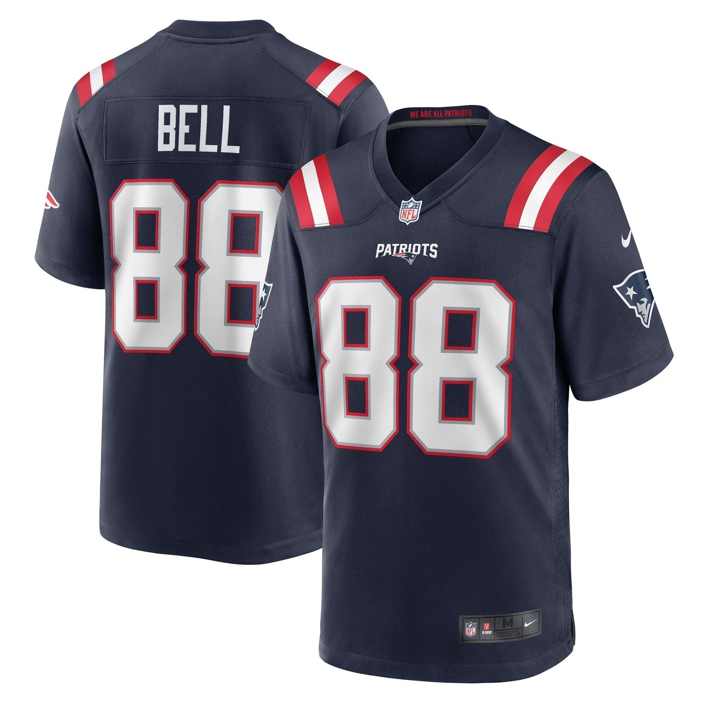 Jaheim Bell New England Patriots Nike Game Jersey - Navy football jersey product view 1