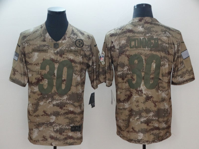 Men's Pittsburgh Steelers James Conner #30 Camouflage Game Jersey1 football jersey product view 1