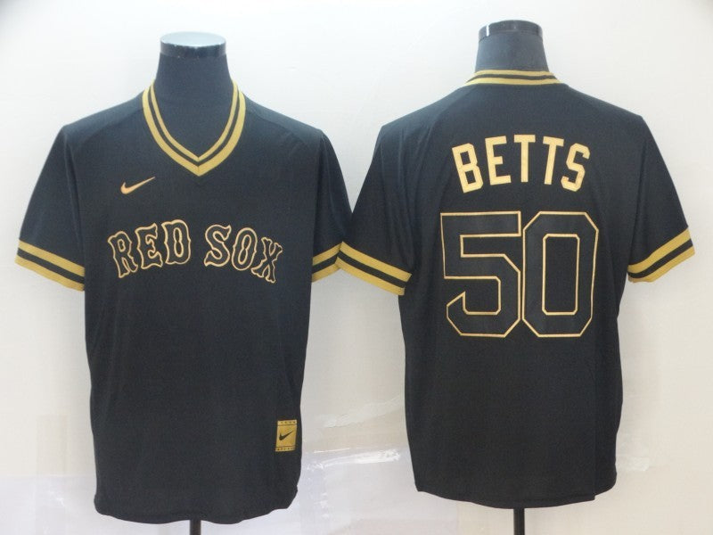 Men's Boston Red Sox Mookie Betts #50 Black Replica Baseball Jersey1 baseball jersey product view 1