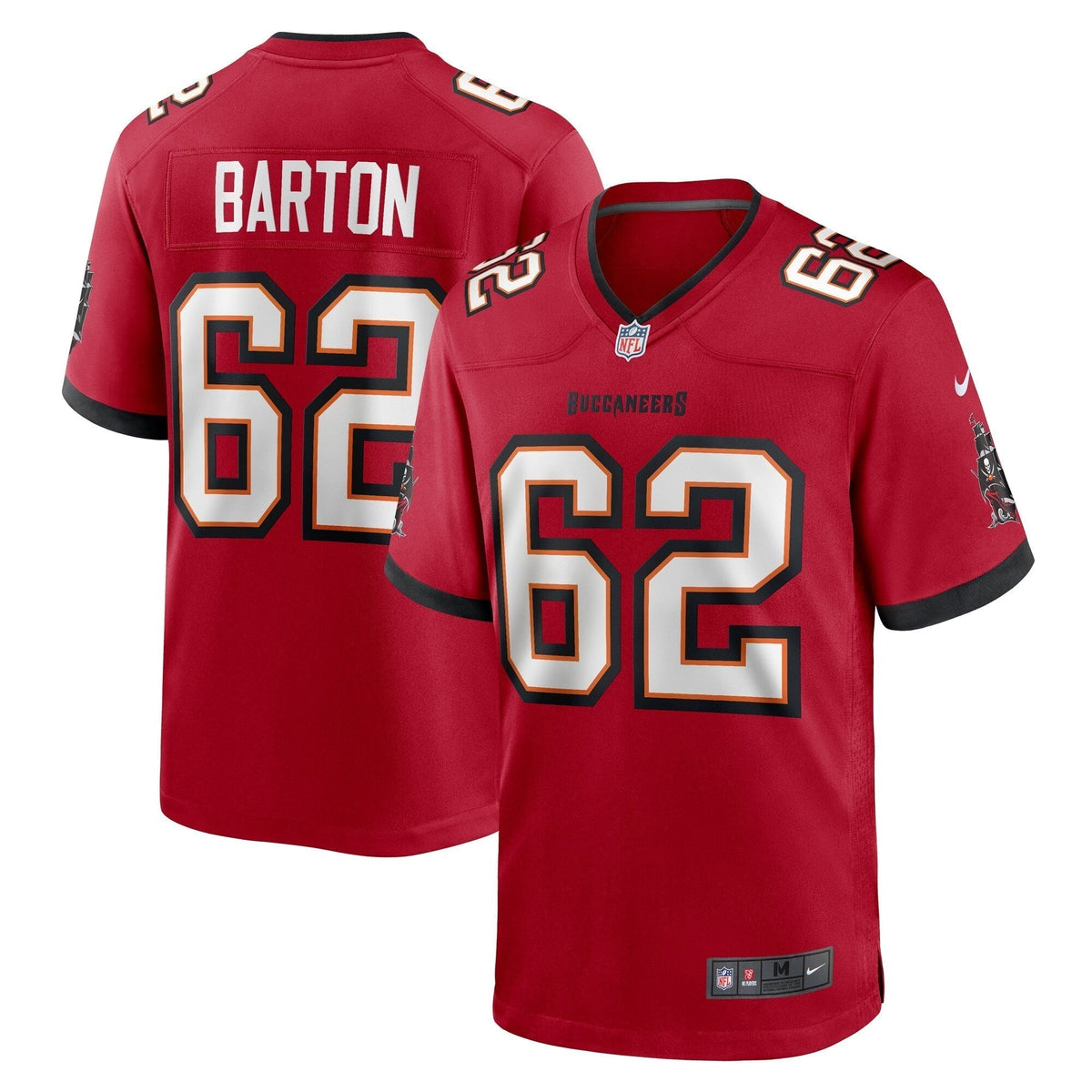 Graham Barton Tampa Bay Buccaneers Nike 2024 NFL Draft First Round Pick Game Jersey - Red football jersey product view 1