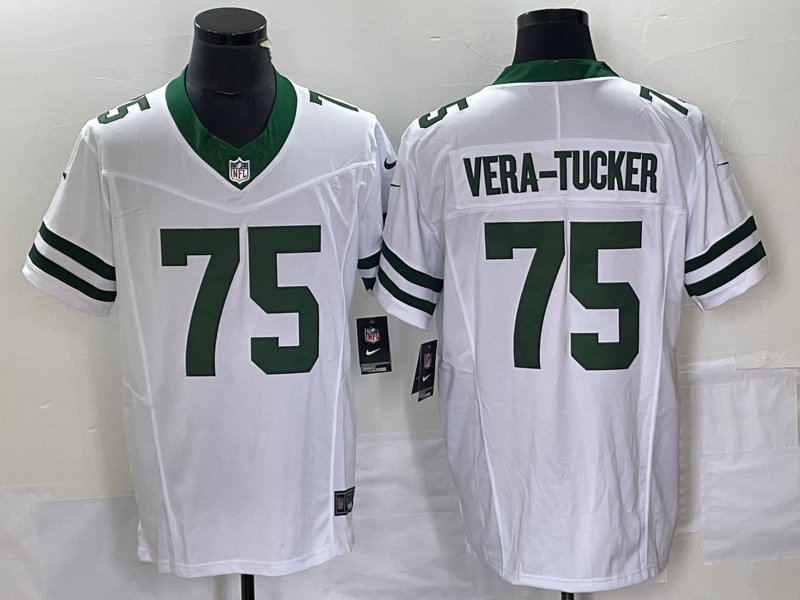 Men's New York Jets Alijah Vera-Tucker #75 White Legacy Player Game Jersey1 football jersey product view 1
