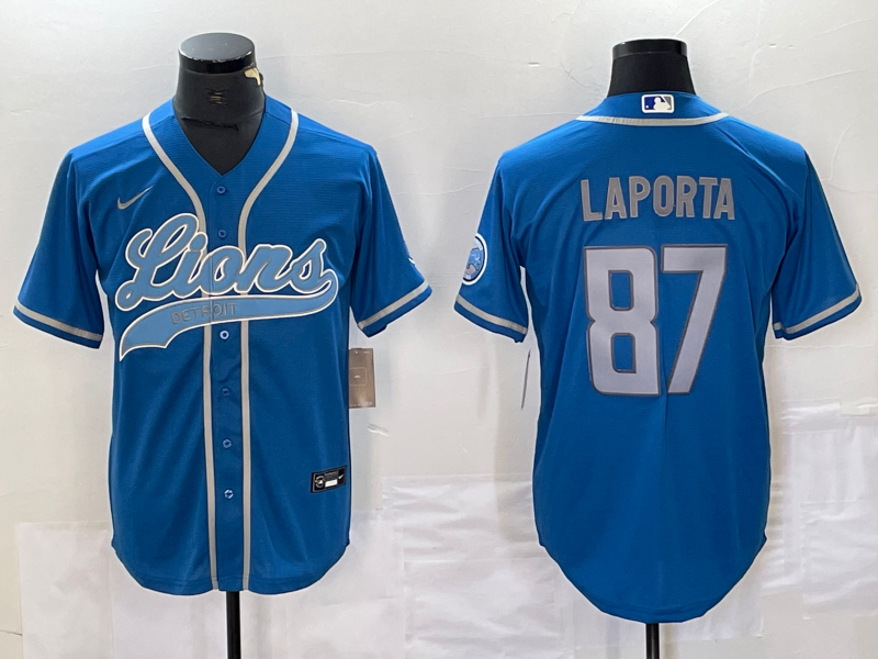 Men's Detroit Lions Sam LaPorta #87 Blue Player Jersey1 Joint Edition football jersey product view 1