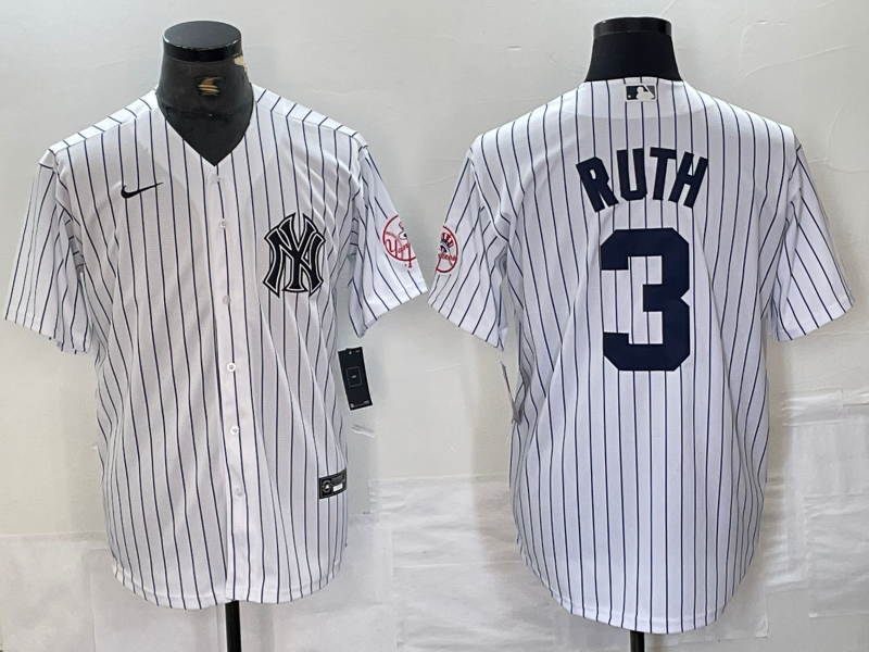 Men's New York Yankees Babe Ruth #3 White Limited Player Jersey1 baseball jersey product view 1