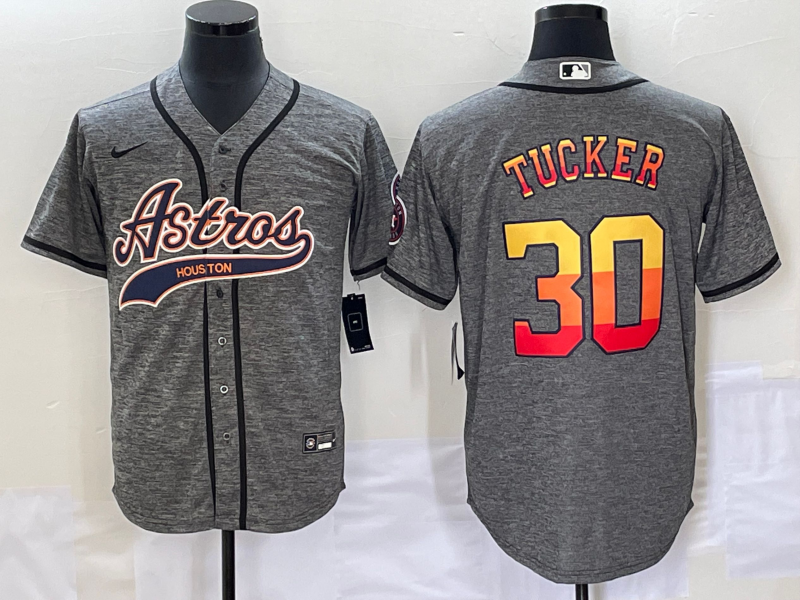 Men's Houston Astros Kyle Tucker #30 Gray Replica Player Jersey1 Joint Edition baseball jersey product view 1