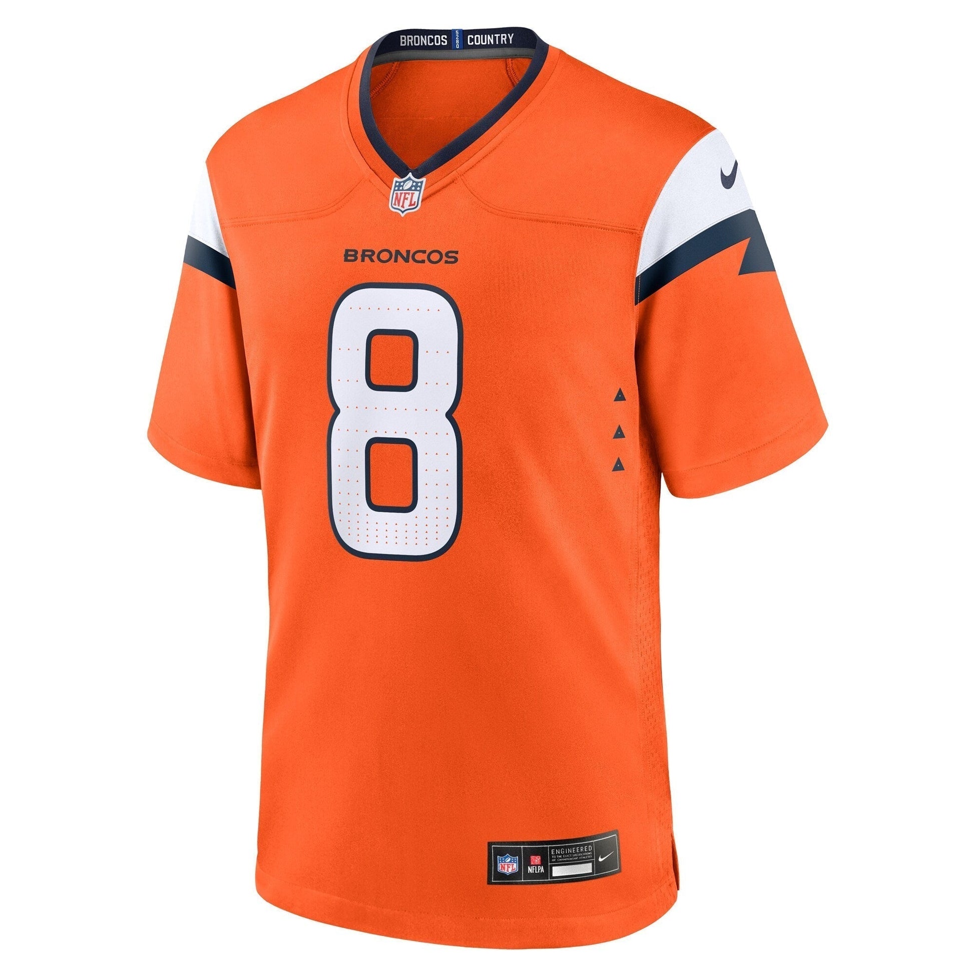 Jarrett Stidham Denver Broncos Nike Team Game Jersey - Orange football jersey product view 2
