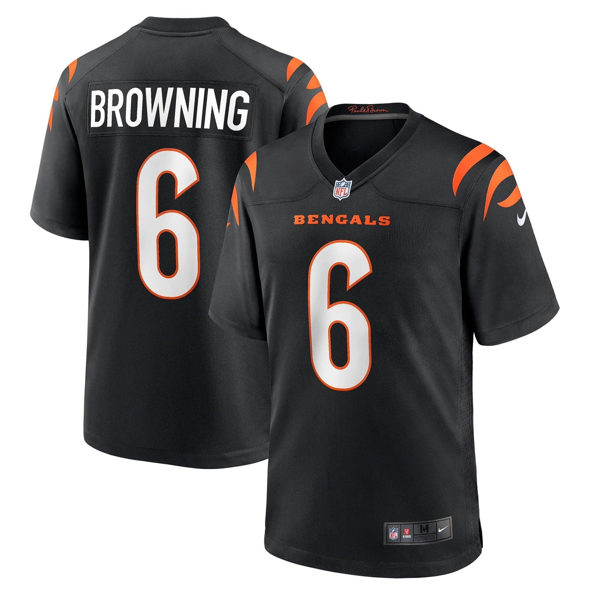 Jake Browning Cincinnati Bengals Nike Game Jersey - Black football jersey product view 1
