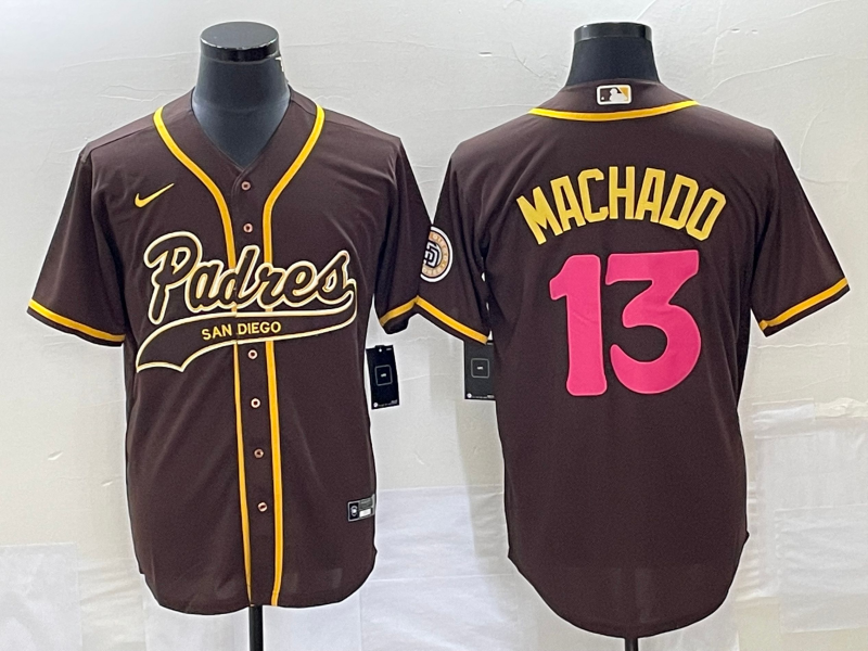 Men's San Diego Padres Manny Machado #13 Brown Replica Player Jersey Joint Edition baseball jersey product view 1