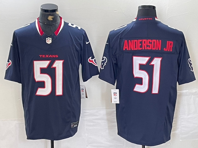 Men's Houston Texans Will Anderson Jr. #51 Navy Game Jersey football jersey product view 1