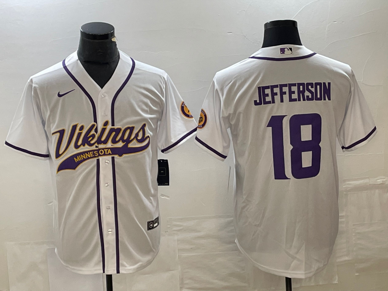 Men's Minnesota Vikings Justin Jefferson #18 White Game Jersey1 Joint Edition football jersey product view 1