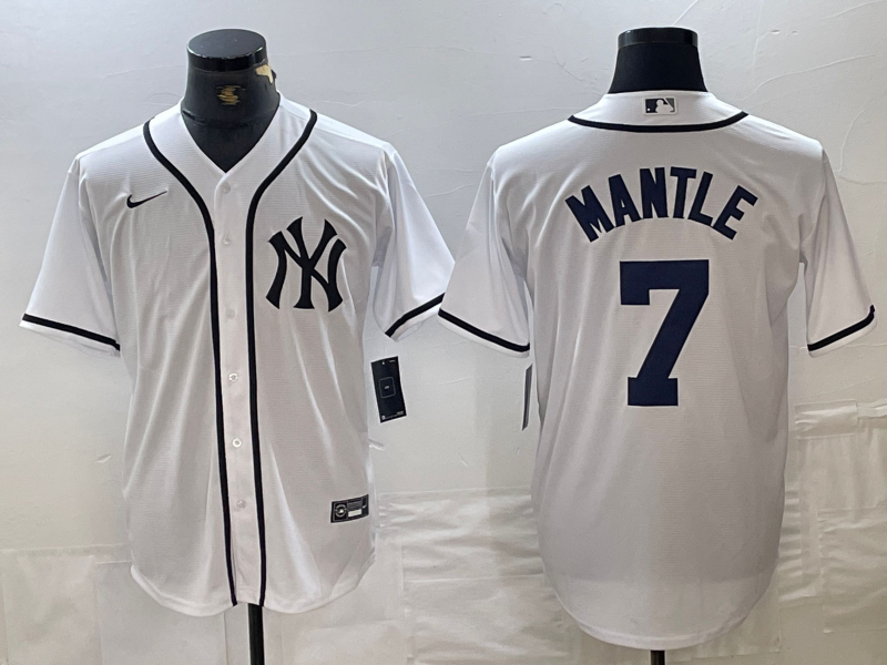 Men's New York Yankees Mickey Mantle #7 White Limited Game Jersey1 baseball jersey product view 1