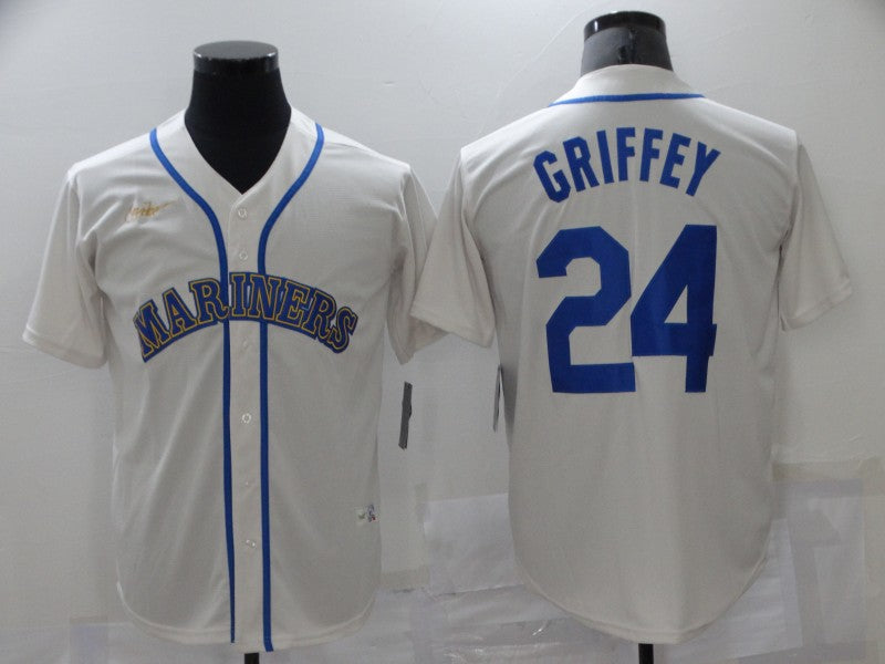Men's Seattle Mariners Ken Griffey Jr. #24 Beige Authentic Baseball Jersey baseball jersey product view 1