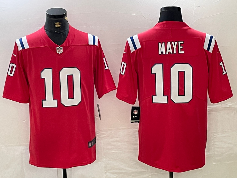 Men's New England Patriots Drake Maye #10 Red Player Game Jersey1 football jersey product view 1