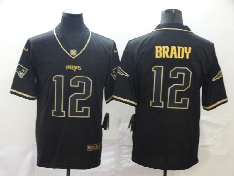 Men's New England Patriots #12 Tom Brady Black Game Player Jersey1 football jersey product view 1
